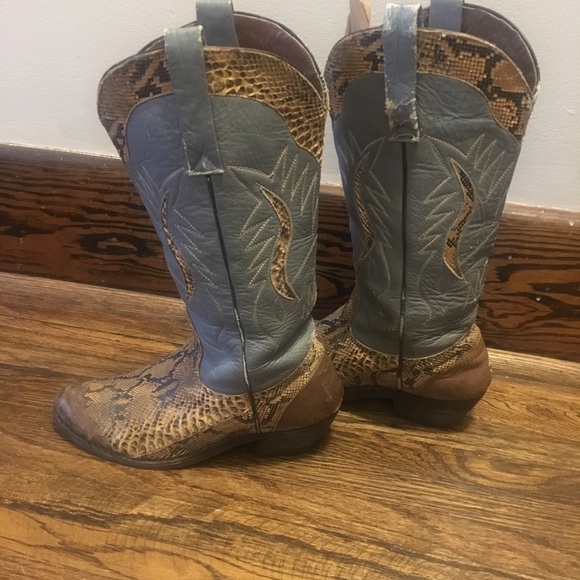 PYTHON Snakeskin mid-calf cowboy boots   9/9.5 - Picture 7 of 8